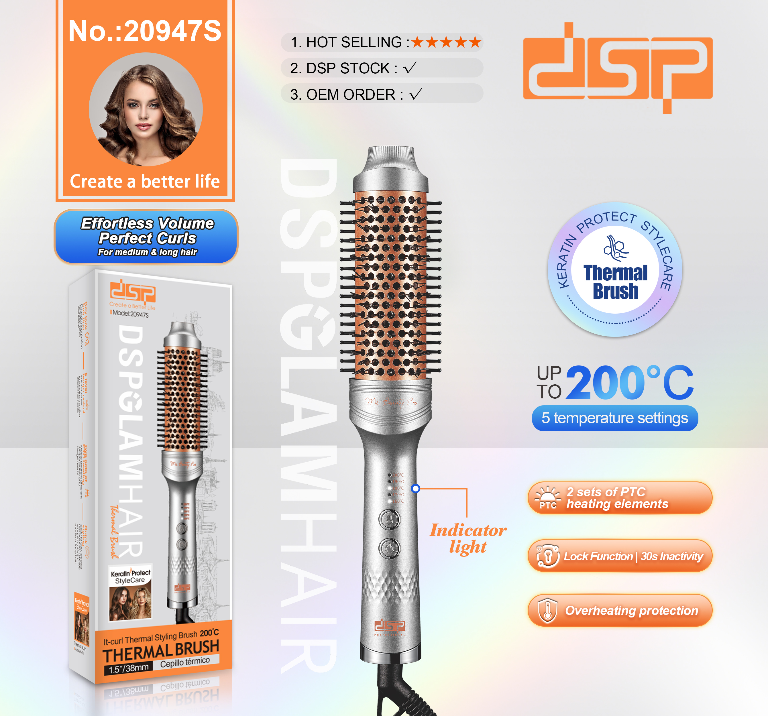 DSP Hair Curler with PTC Heating Elements