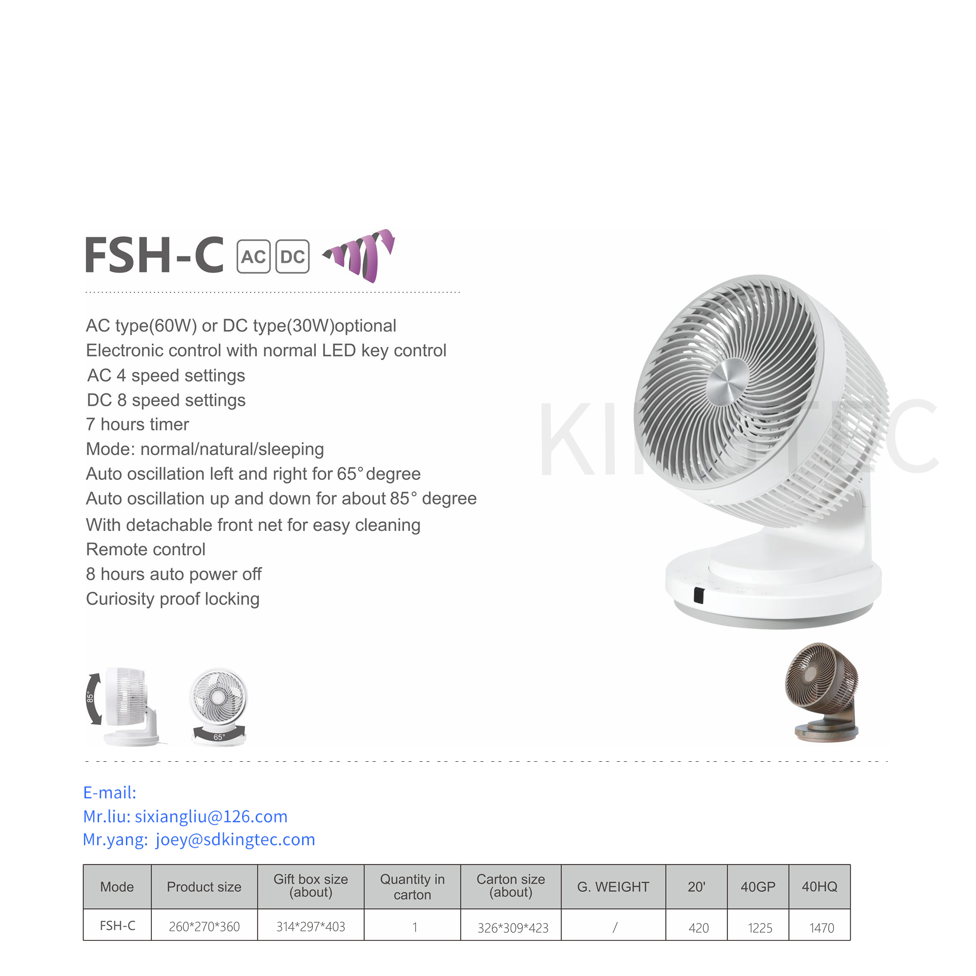 Electric Fan with Auto Oscillation