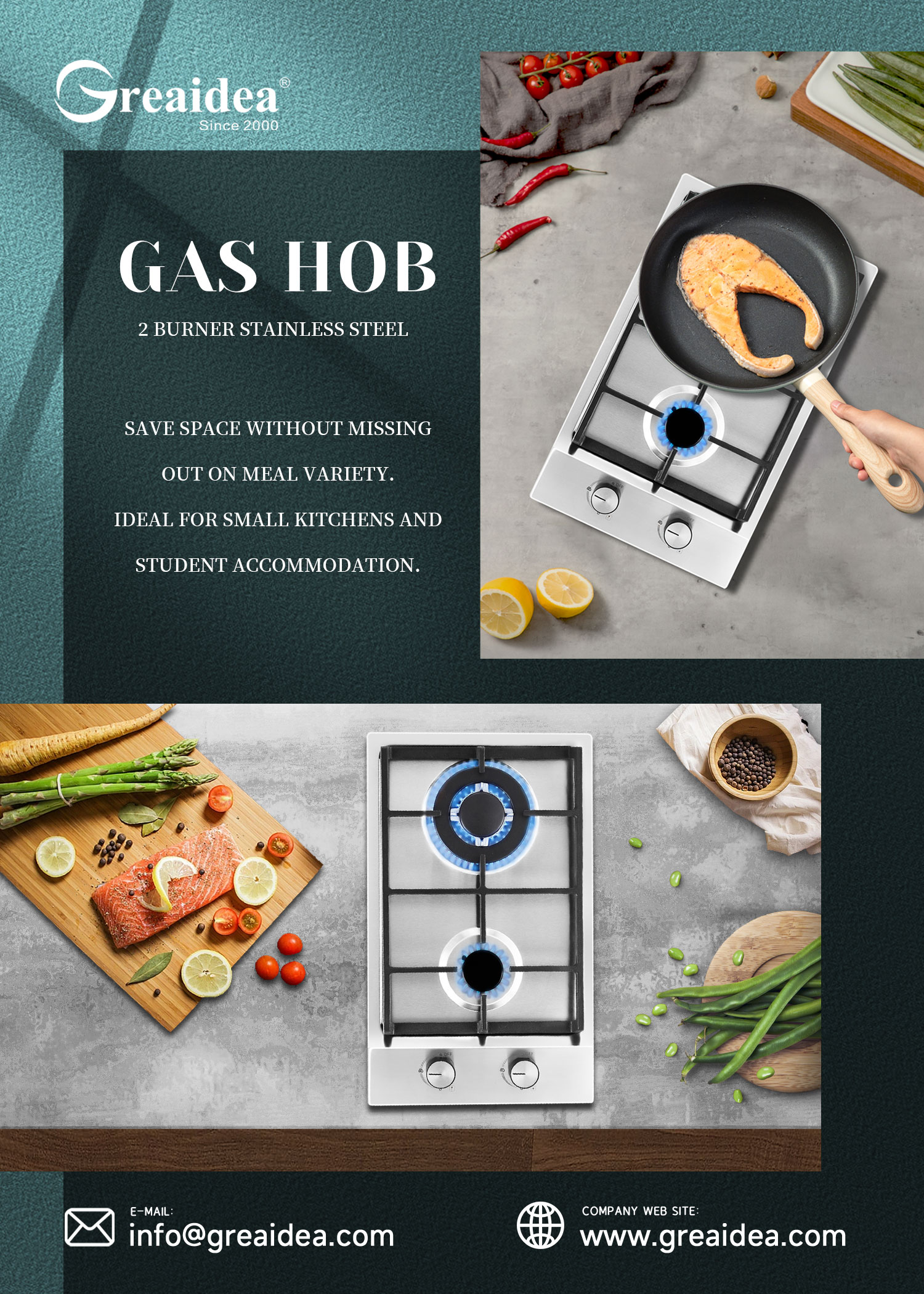 2 Burner Stainless Steel Gas Hob MGBS-312B4