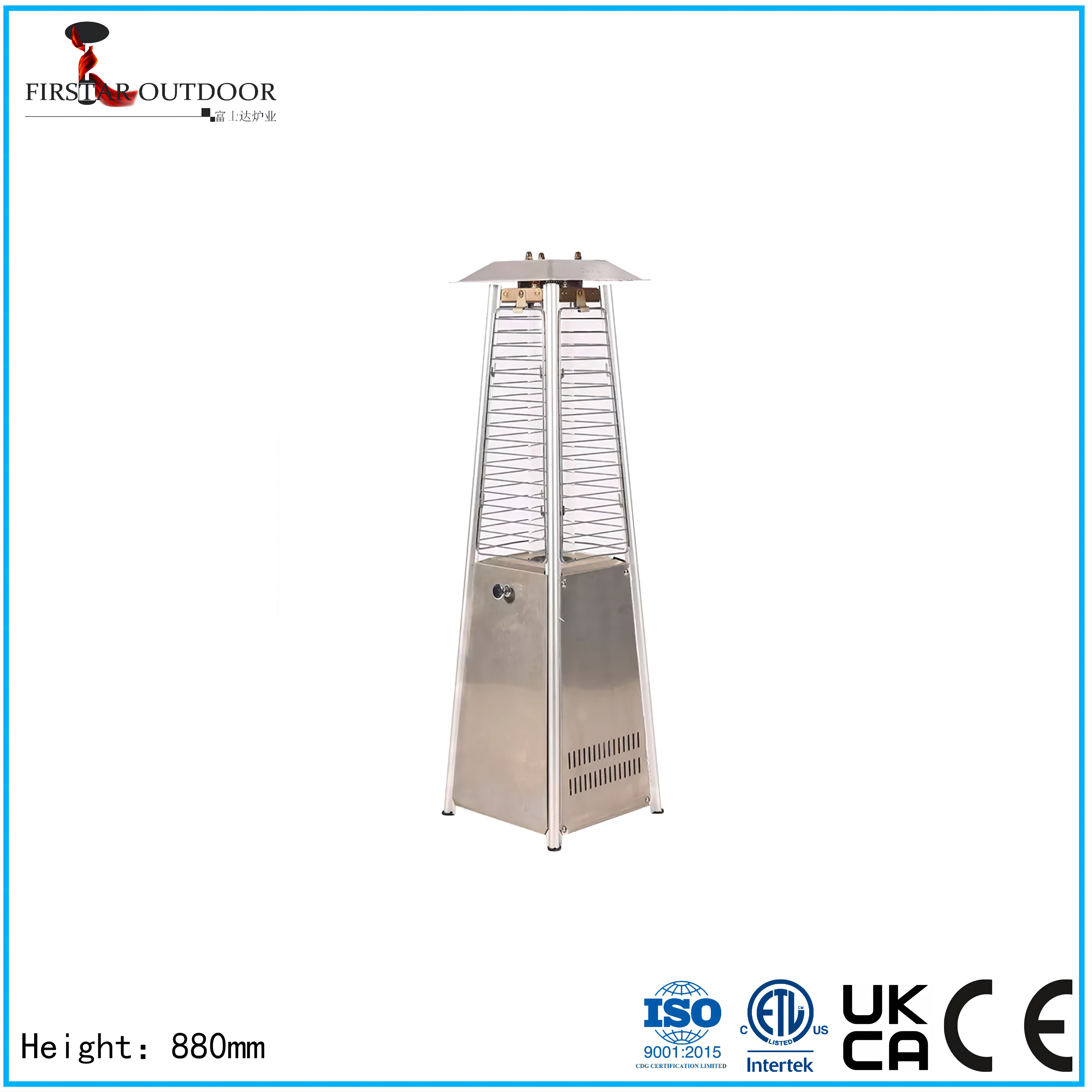 Tabletop Pyramid Glass Tube Gas Heater