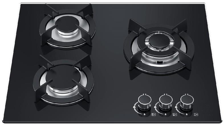 3 Burner Glass Gas Hob 600mm MGBG-603C3
