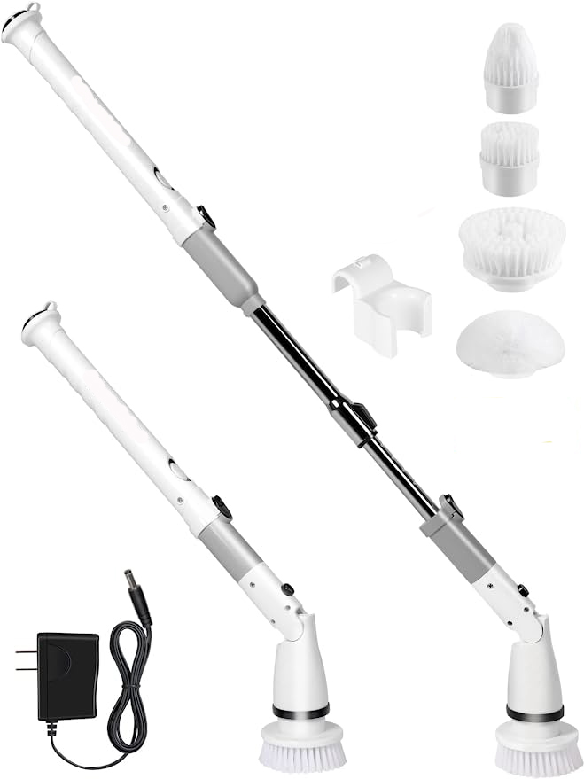 Electric Spin Scrubber 330rpm Cordless with 4 Brush Heads