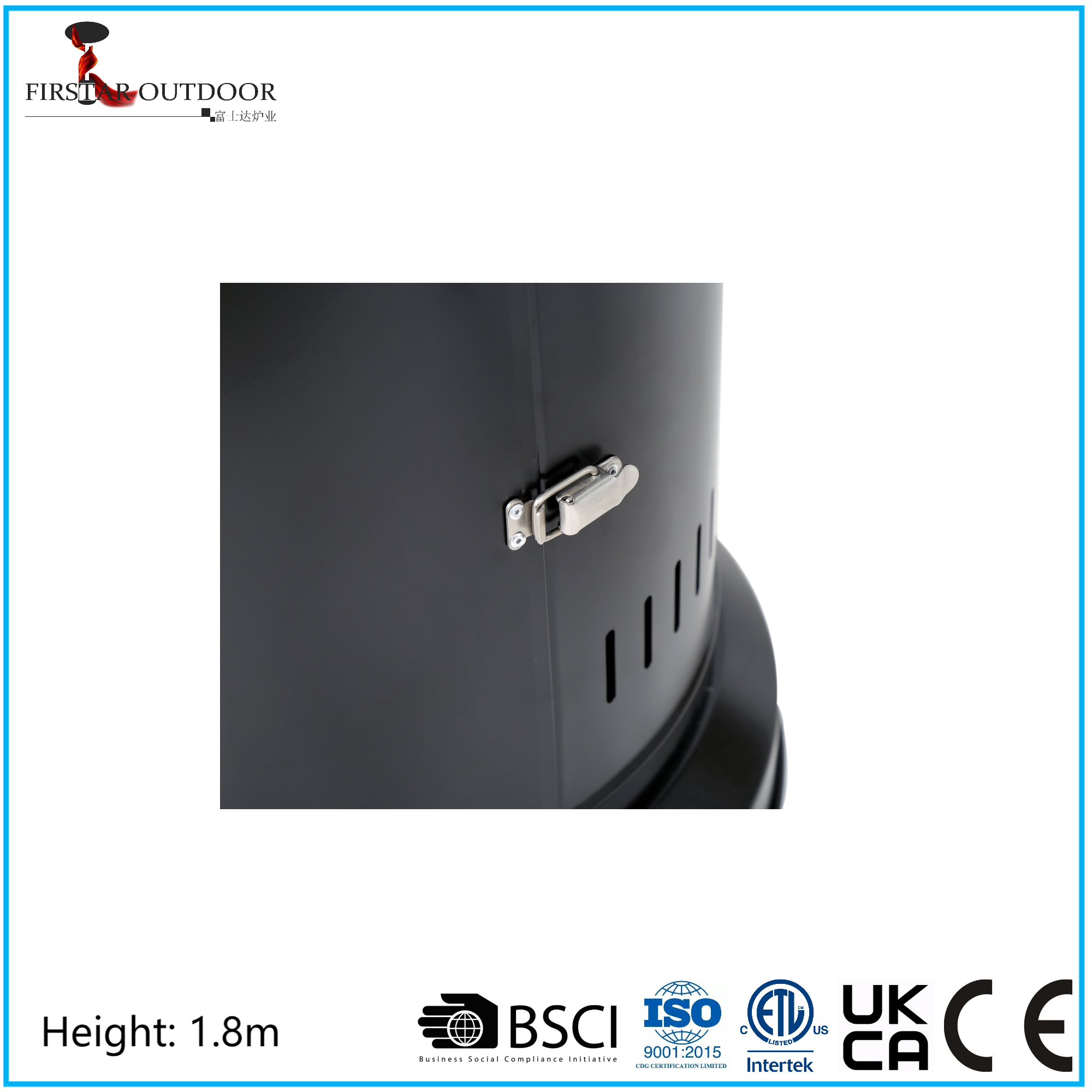Black Outdoor Round Glass Tube Gas Heater