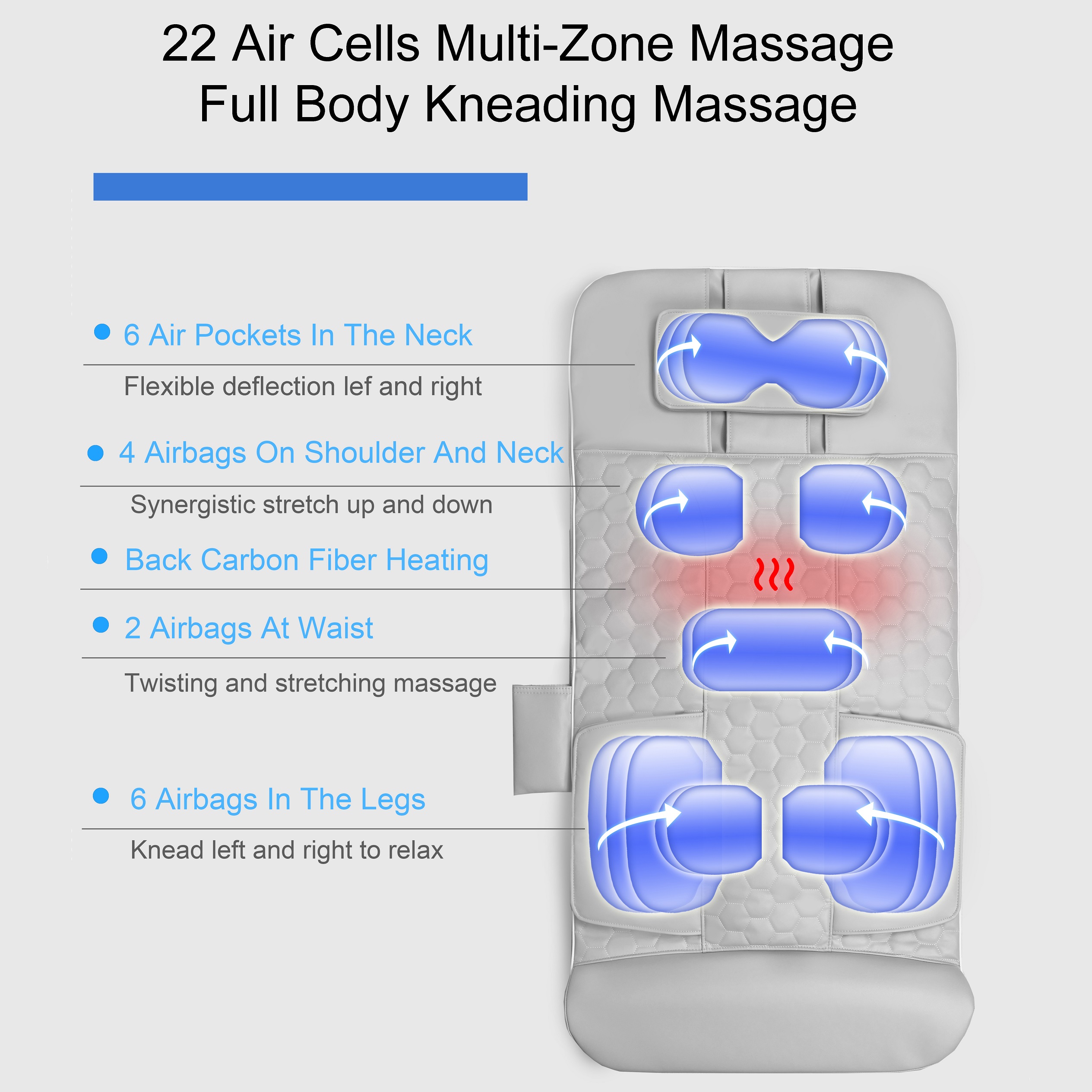Electric Airbag Back Stretching Massage Bed with Heat