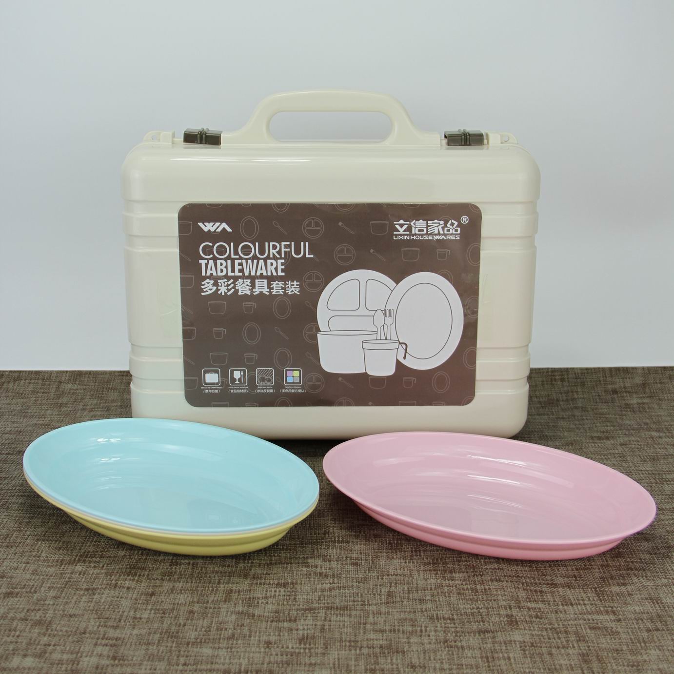 L390 Colorful Tableware Set with Bowl, Plate and Chopsticks