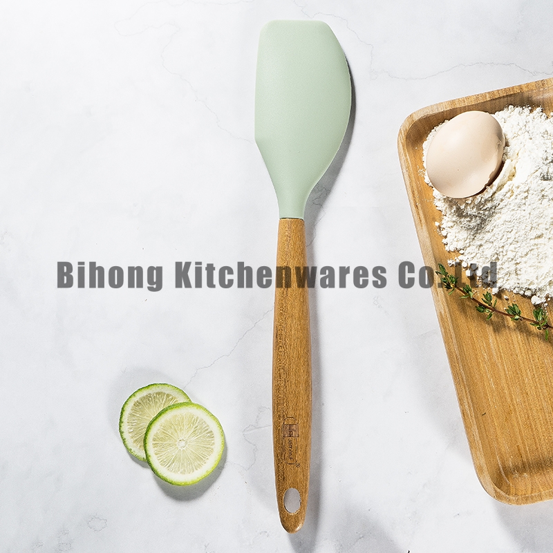 Silicone and Nylon Spatula with Teak Wood Handle