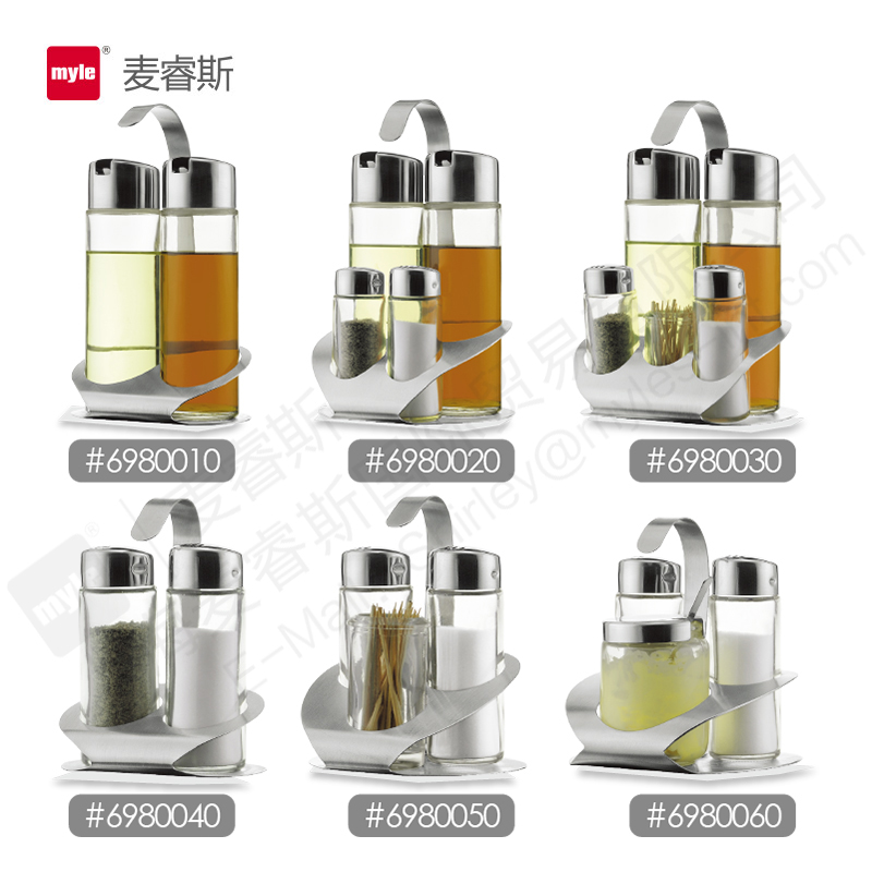 Salad Dressing Set with Beech Wood and Glass
