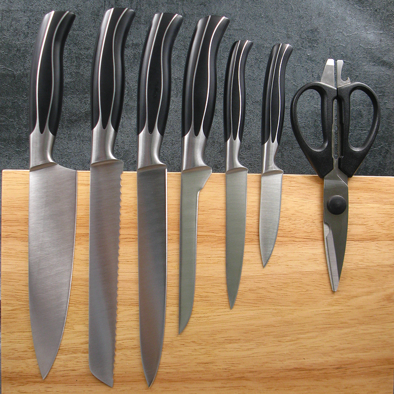 8-Piece Kitchen Knife Set with Rubber Wood Block