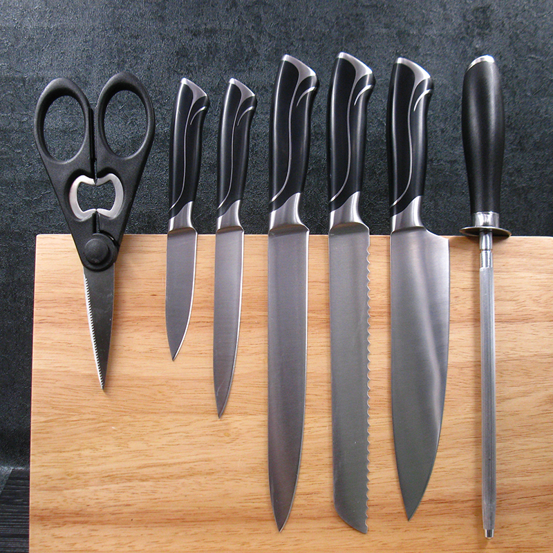 8-Piece Kitchen Knife Set with Wood Block and Forged Handle