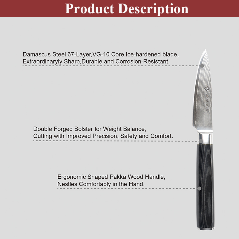 Damascus Steel Utility Knife 5.25-inch