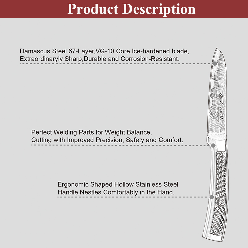 Damascus Steel Paring Knife 3.5 Inch