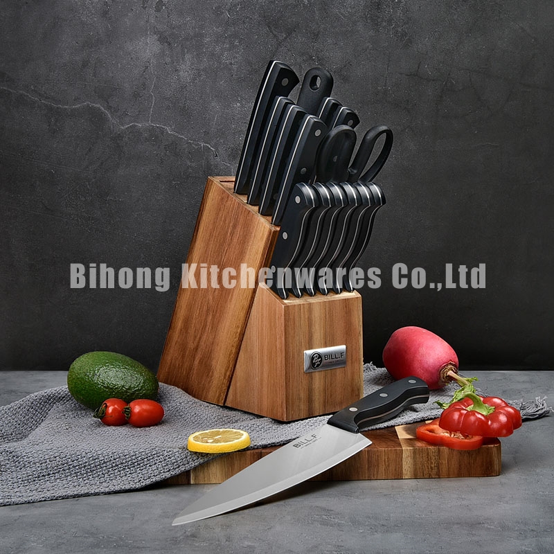 16-Piece Knife Block Set with Sharpening Steel