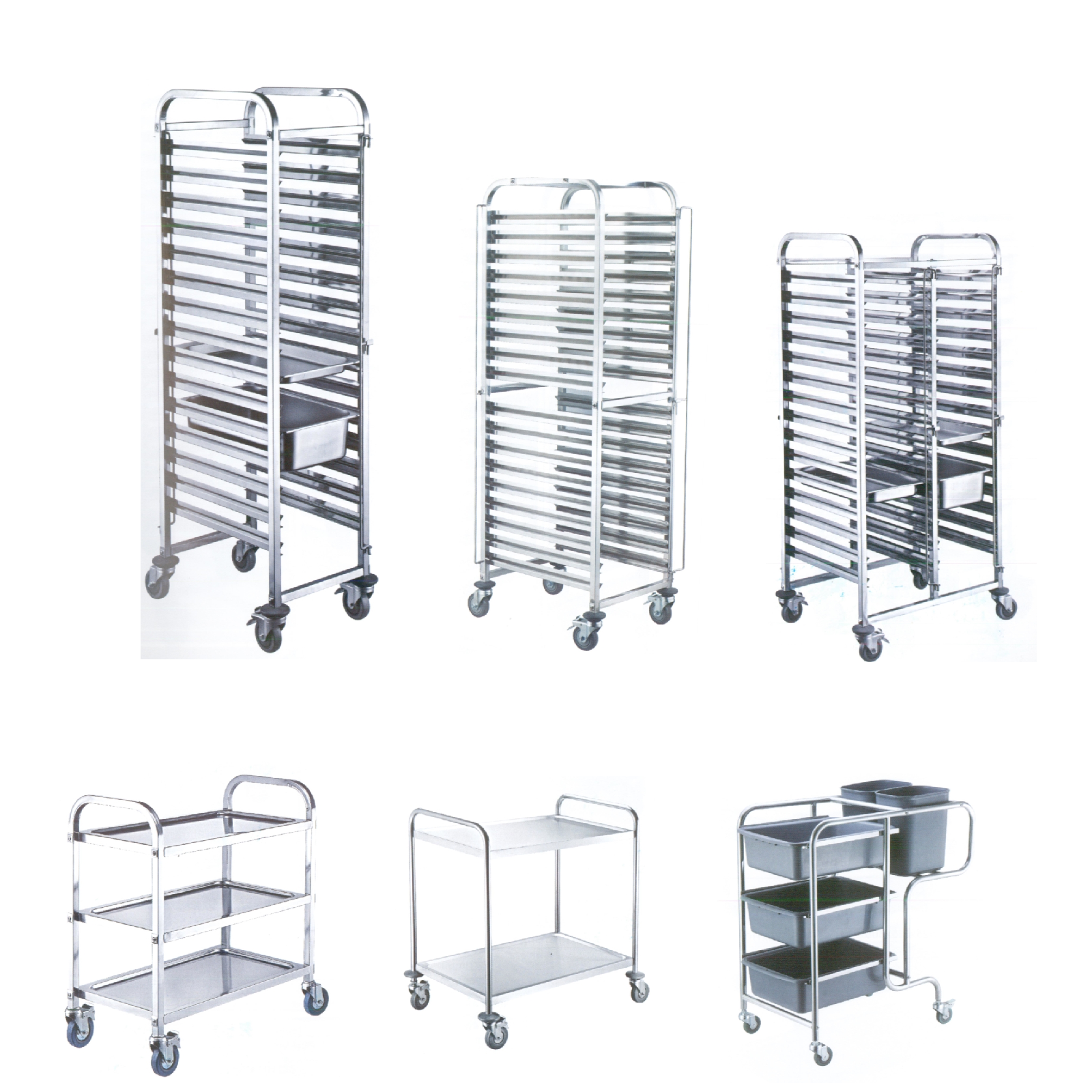 Stainless Steel Dining Cart with GN Pan Bakery Tray