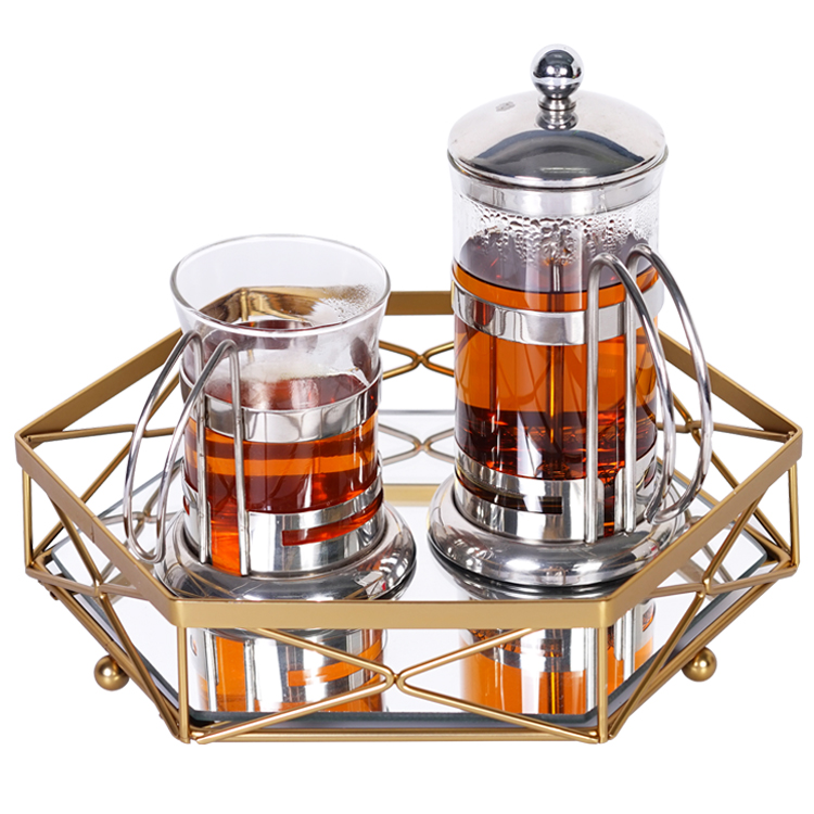 Decorative Mirrored Serving Tray with Storage