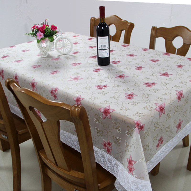 PVC Tablecloth with Flannel Back and Lace Edge