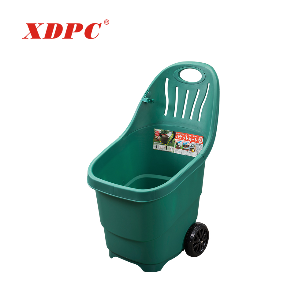 Custom Design Plastic Garden Leaf Bucket Cart 2-Wheel Dolly