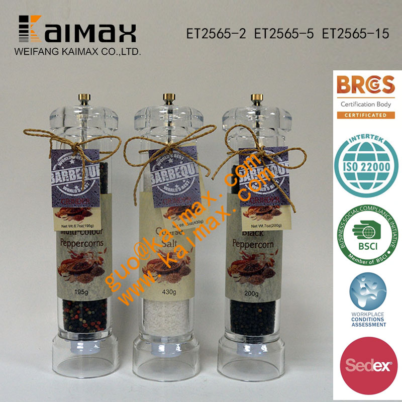 12 Inch Acrylic Salt and Pepper Grinder