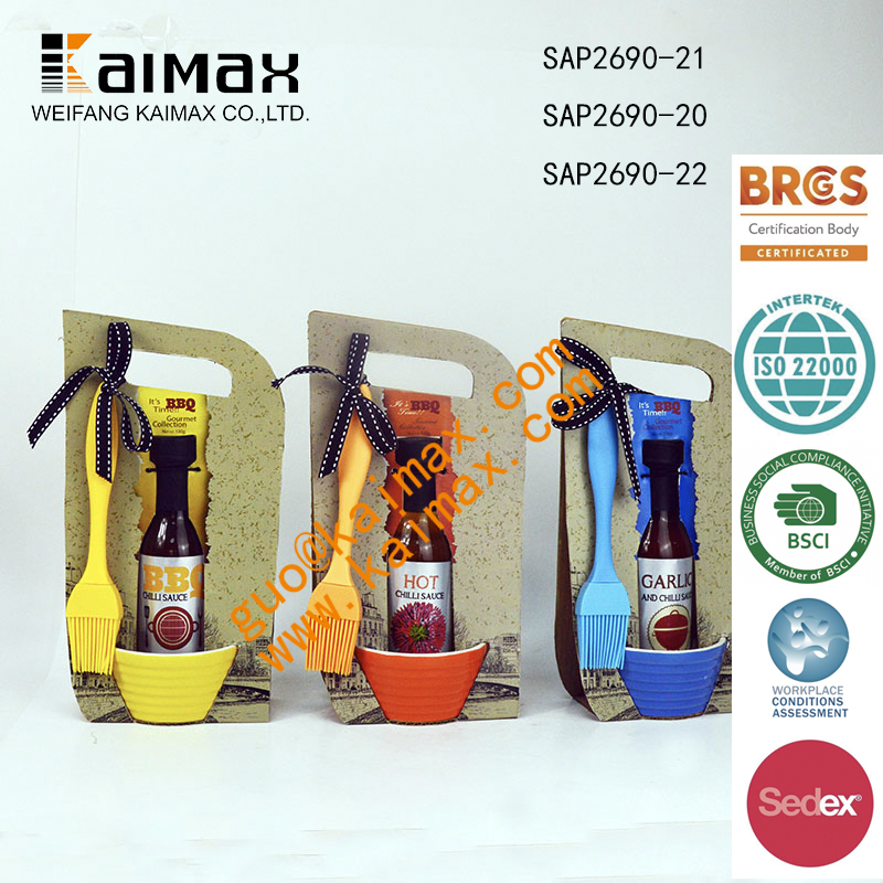 BBQ Set with Ceramic Dish and Silicone Brush