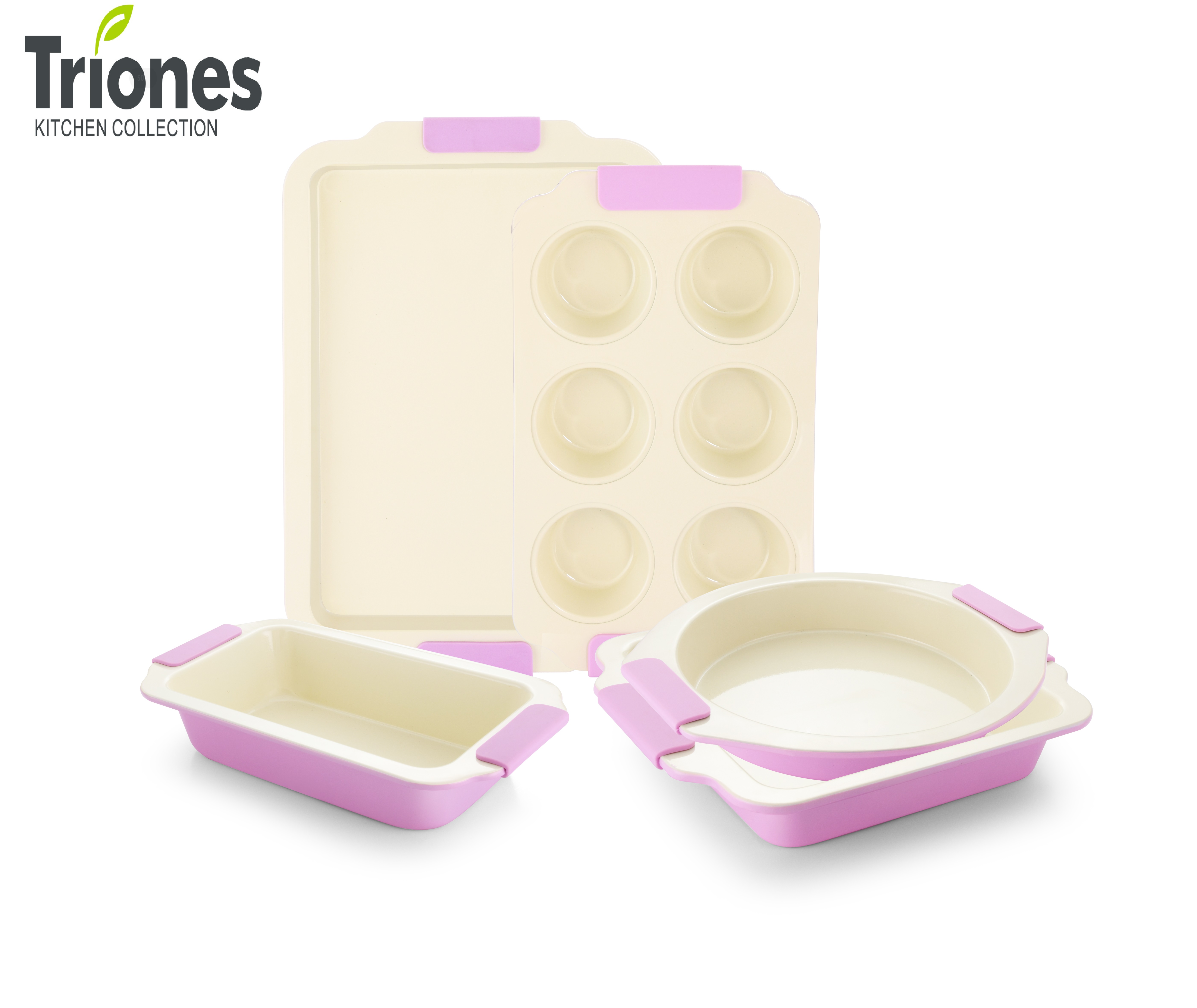 7-Piece Ceramic Nonstick Baking Pan Set with Purple Silicone