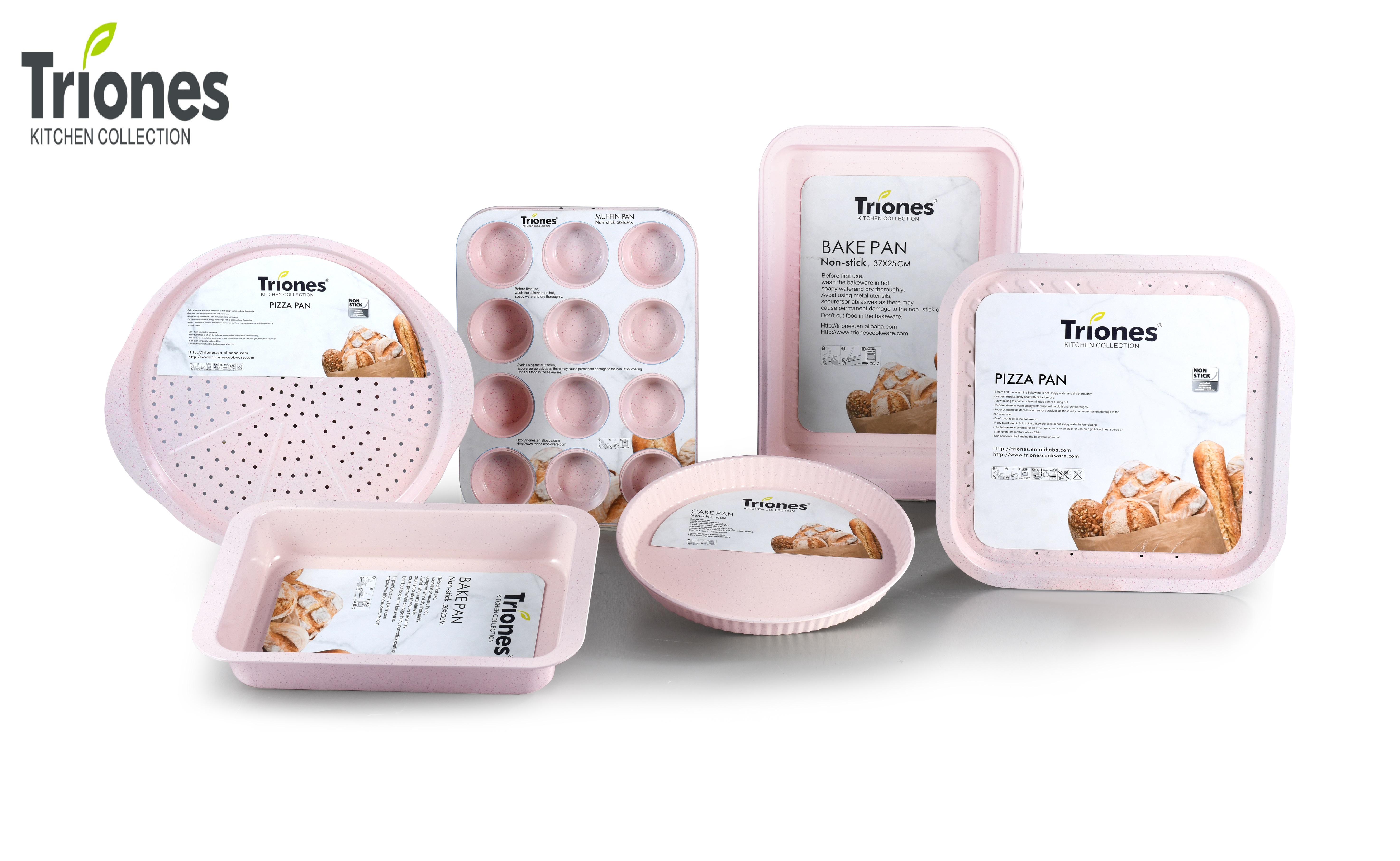 6-Piece Ceramic Nonstick Pink Bakeware Set