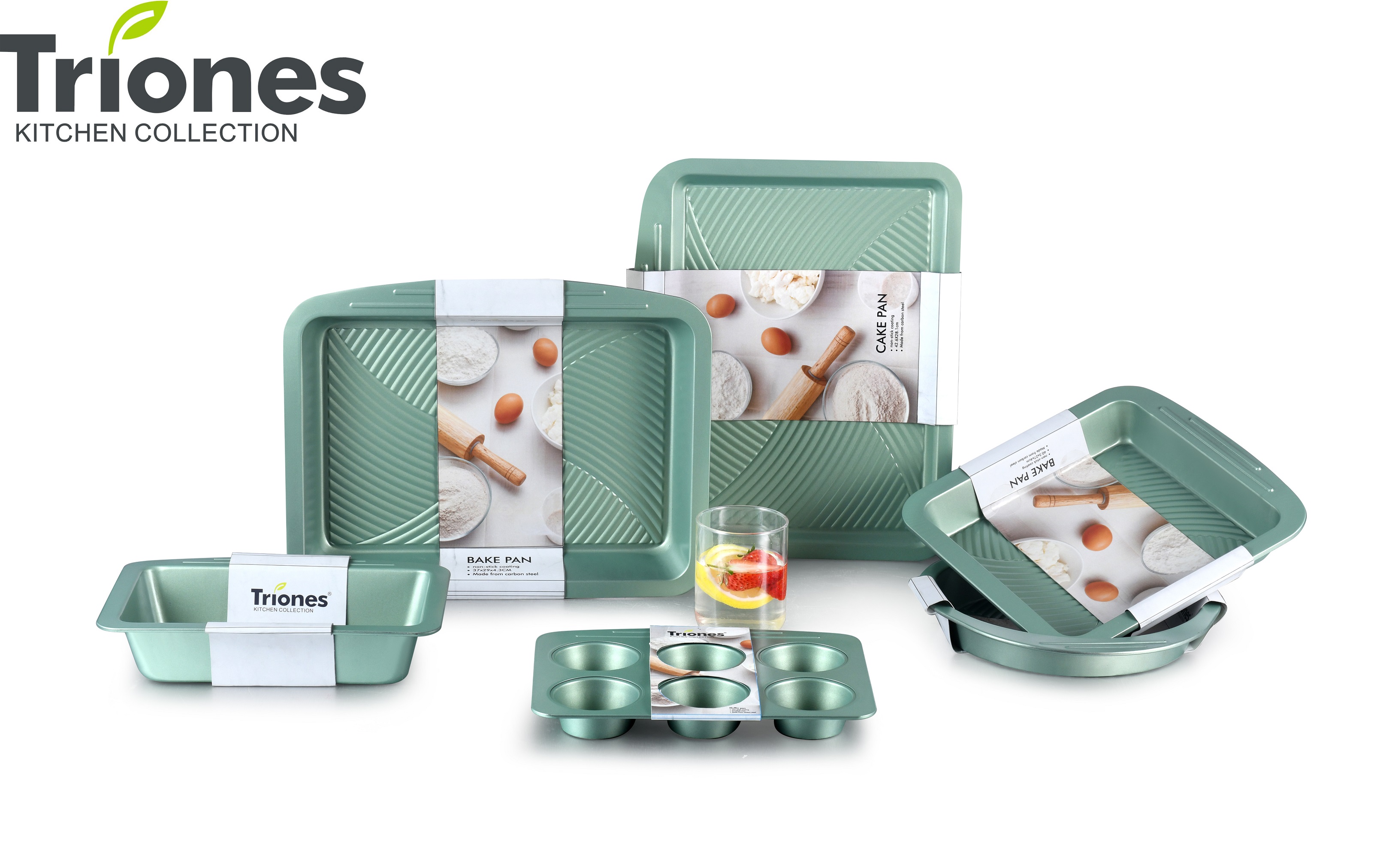 6-Piece Single Handle Baking Tray Set with Wave Bottom