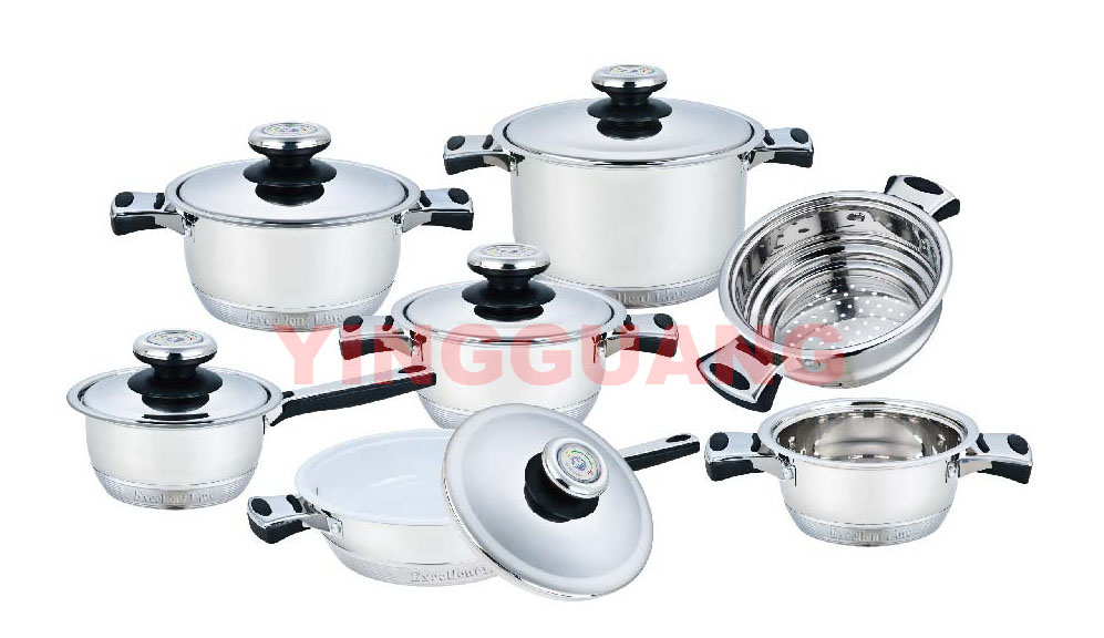 12-Piece Stainless Steel Cookware Set with Wide Edge