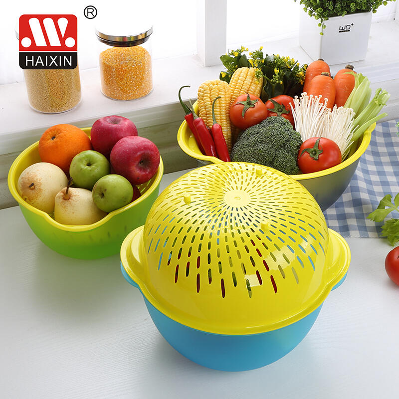 Plastic Colander with Bowl Kitchen Washing Basket