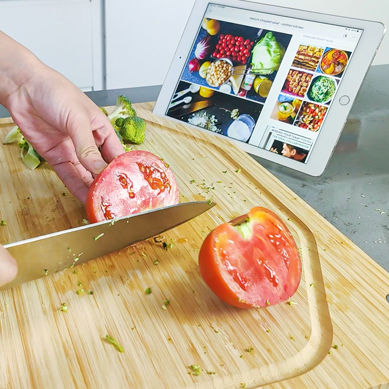 Extra Large Bamboo Cutting Board with Phone Holder