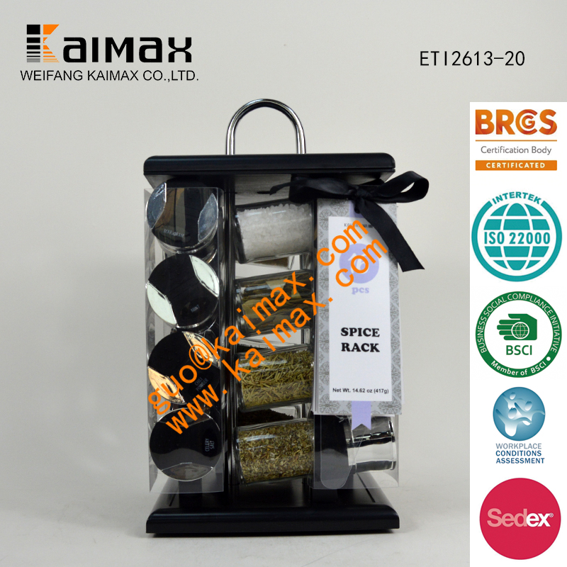 Kaimax 16-Piece Revolving Spice Jar Rack