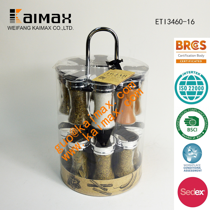 Kaimax 16-Piece Revolving Daisy Spice Jar Rack