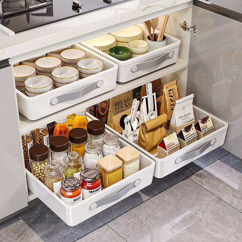 Smooth Rail Pull-Out Kitchen Storage Basket
