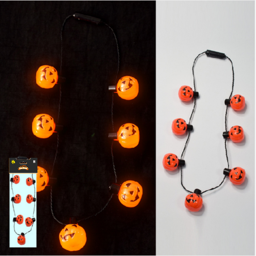 Neon Glo Light Up Jumbo Pumpkin Necklace