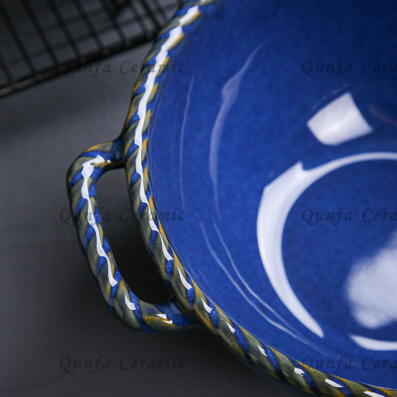 Ceramic 3-Piece Bowl with Handle Set Reactive Glaze