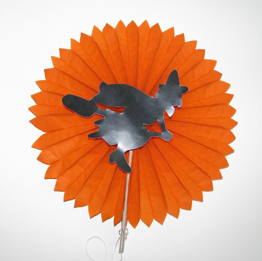Halloween Decorated Colorful Paper Fans Round Wheel
