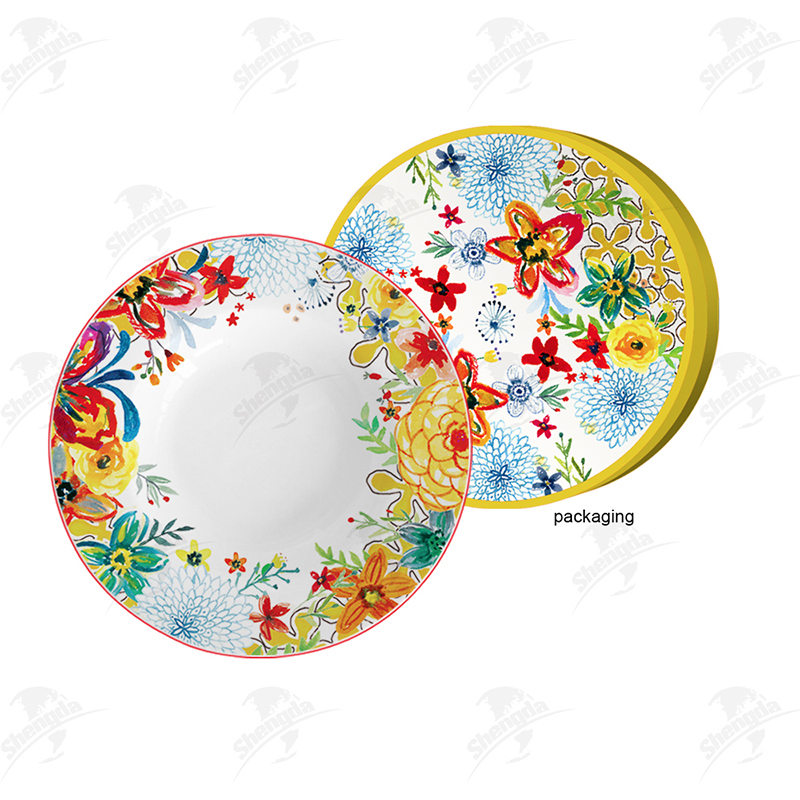 8.5 Inch Soup Plate with Flower Design