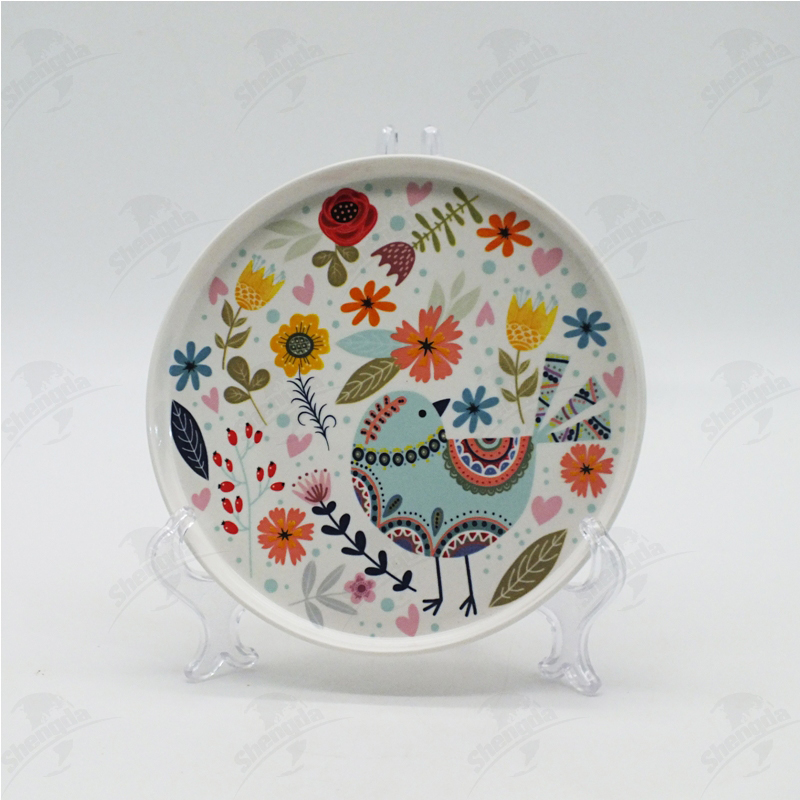6 Inch Pizza Plate with Flower and Bird Design
