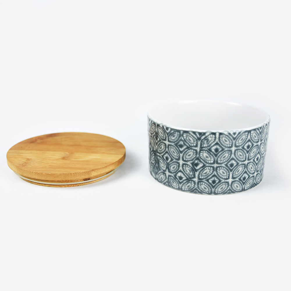 4 Inch Ceramic Glaze Canister with Bamboo Lid