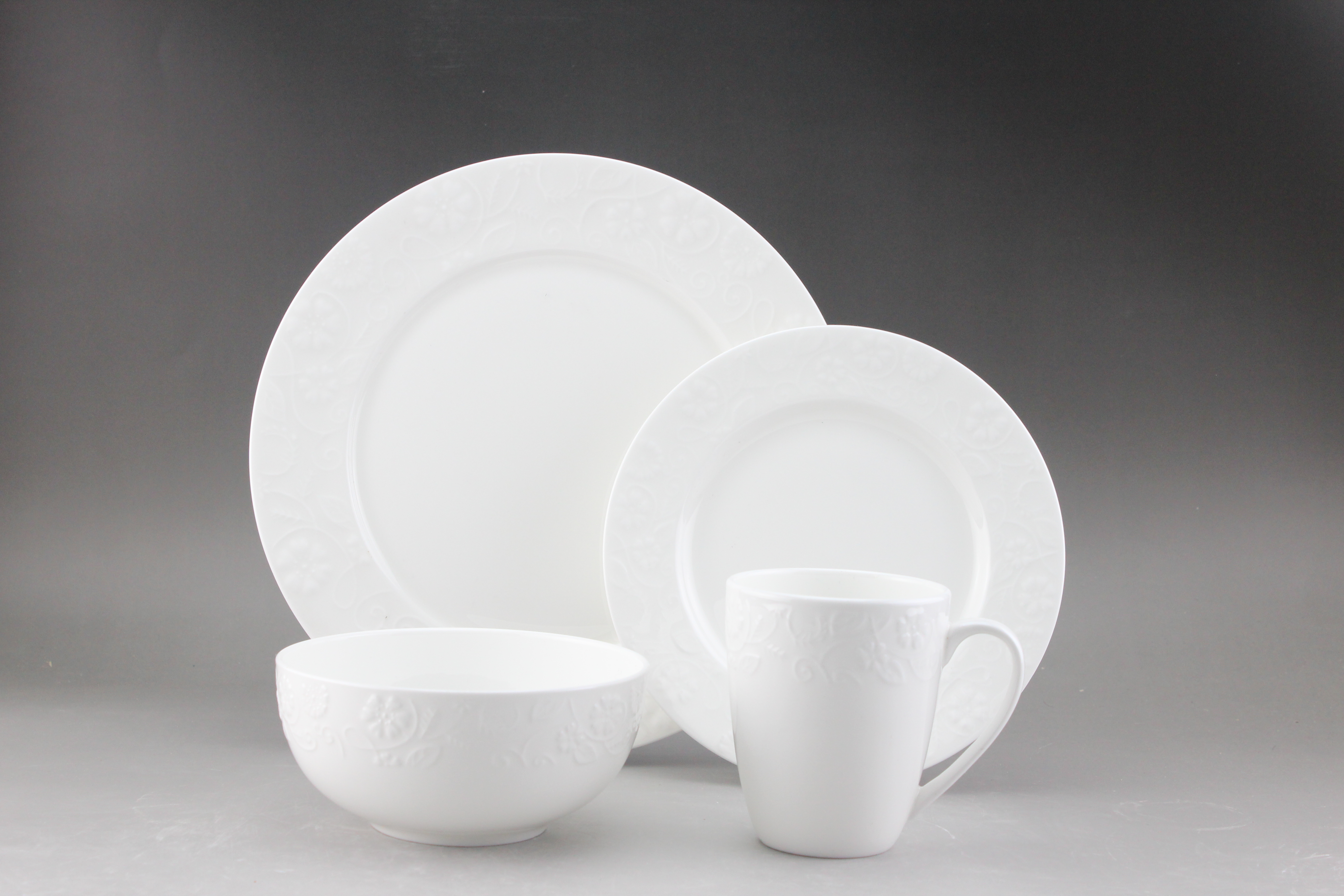 Bone China Embossed Dinner Set
