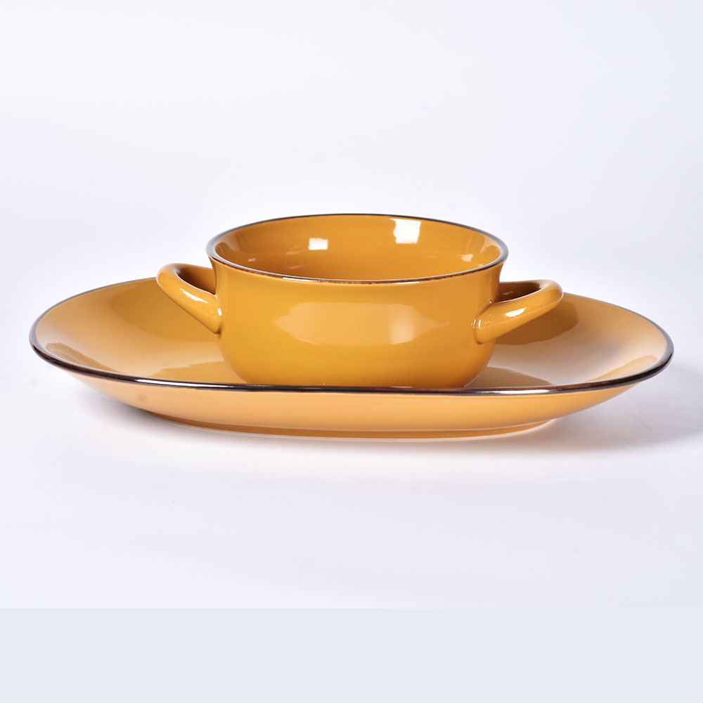 Glaze Ceramic Stoneware Dinner Set with Cups Bowls Plates