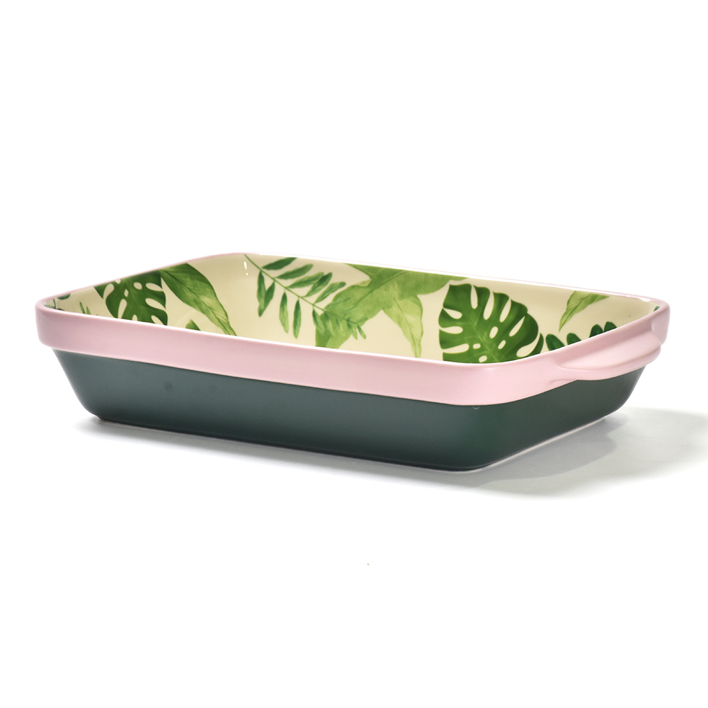 Amazon Leaves Design Set of 3 Ceramic Baking Dishes