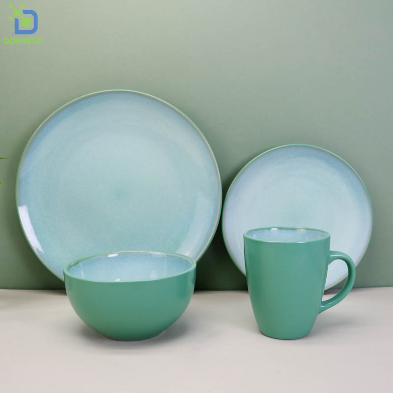 Reactive Glaze Ceramic Dinnerware Set Green