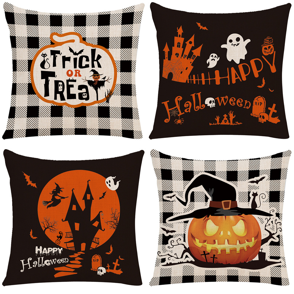 Halloween Pillow Cover with Pumpkin and Ghost Design