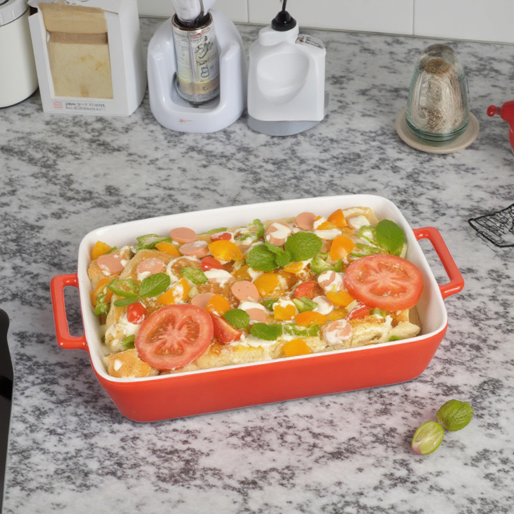 Ceramic Rectangular Baking Tray and Casserole Dish Set
