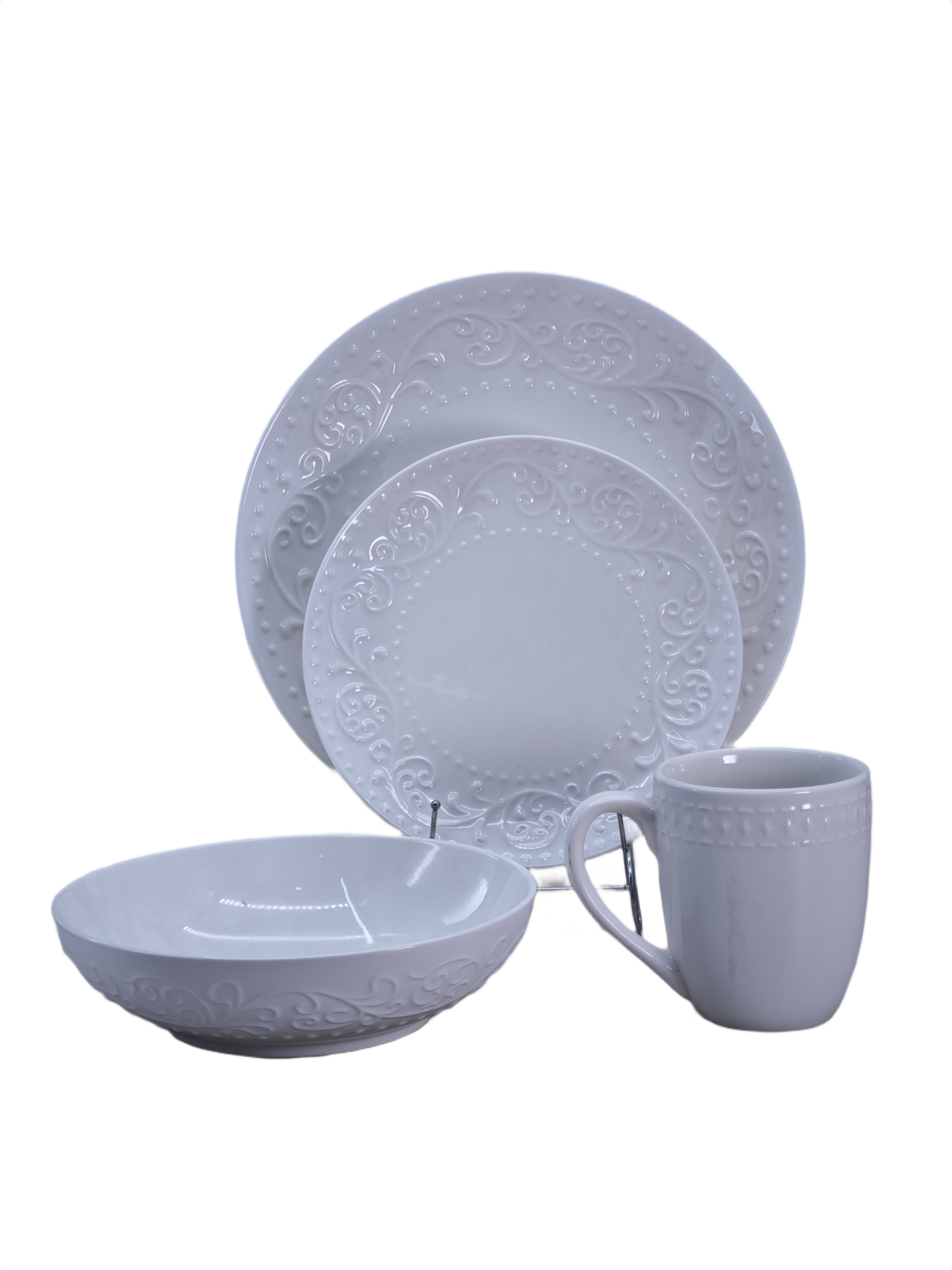 White Relief Tableware Set