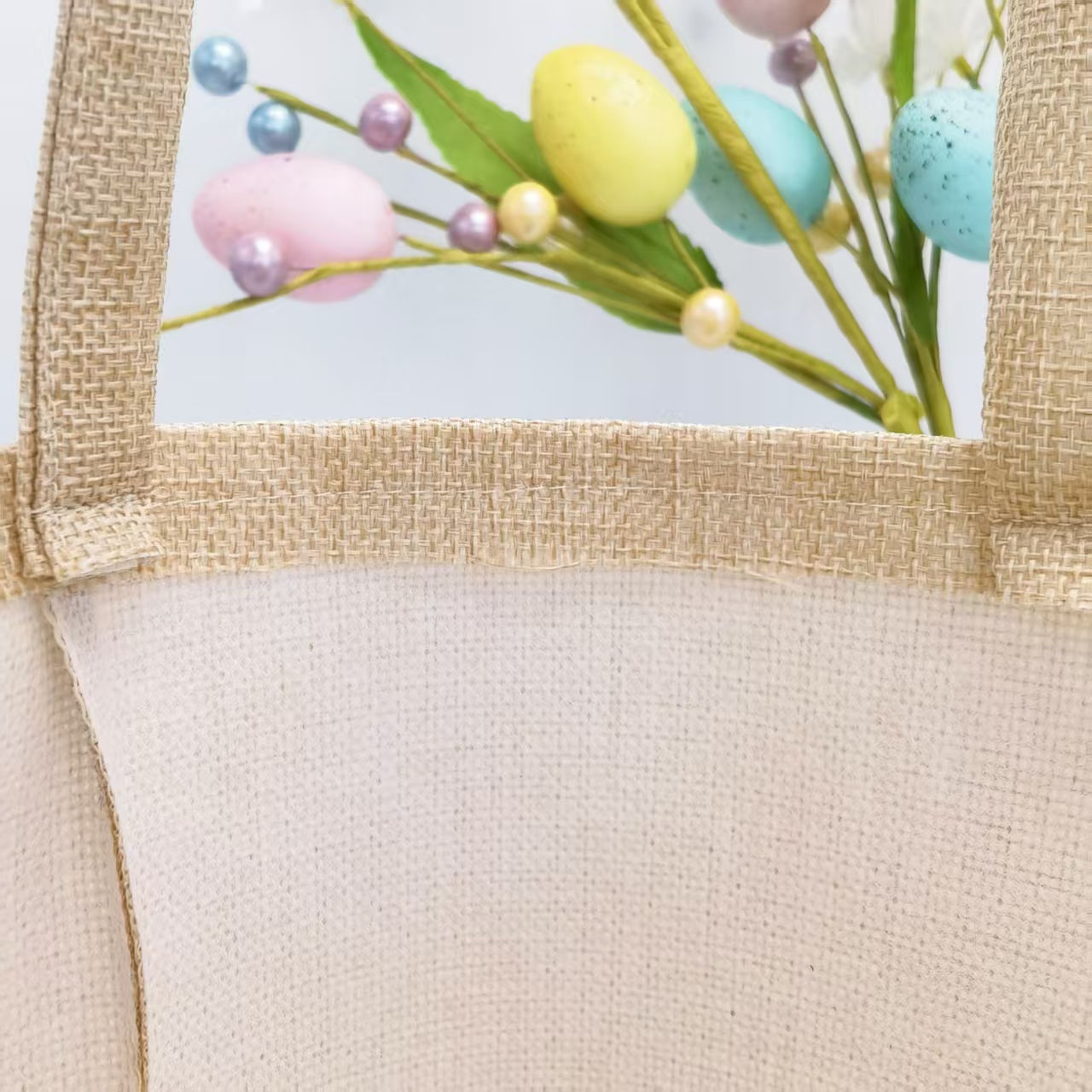 Easter Bunny Ears Pom Tail Decorated Gift Basket