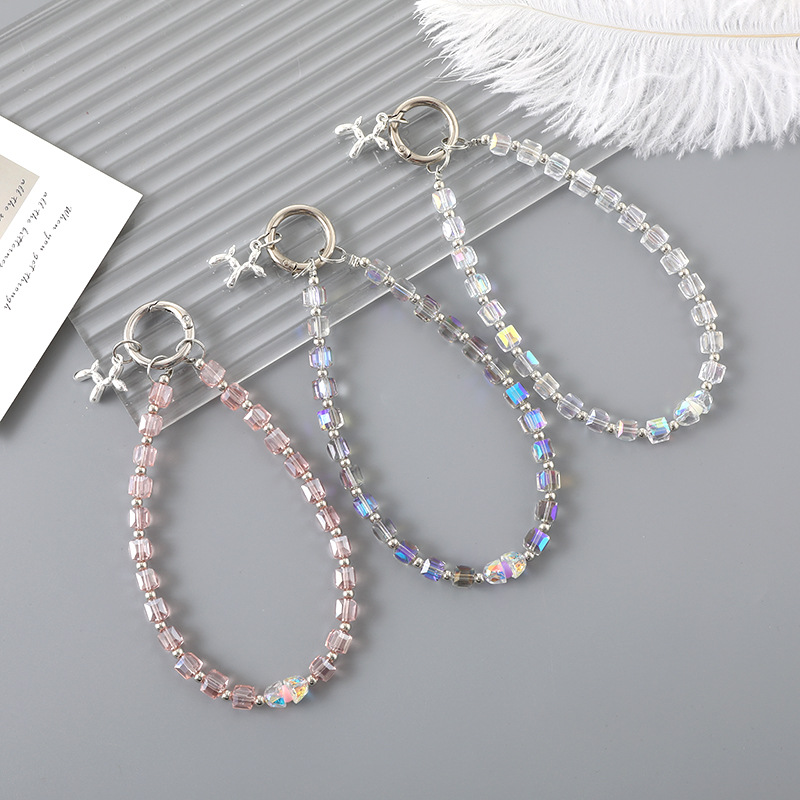 Crystal PMMA Phone Hanging Chain with Wrist Strap