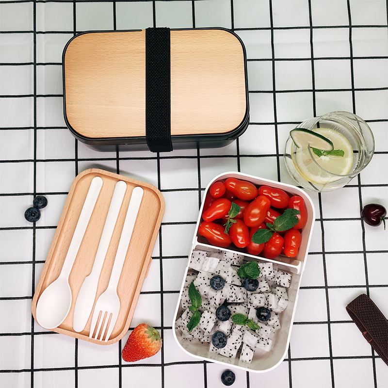 Reusable Beech Lid Bento Lunch Box with Utensils