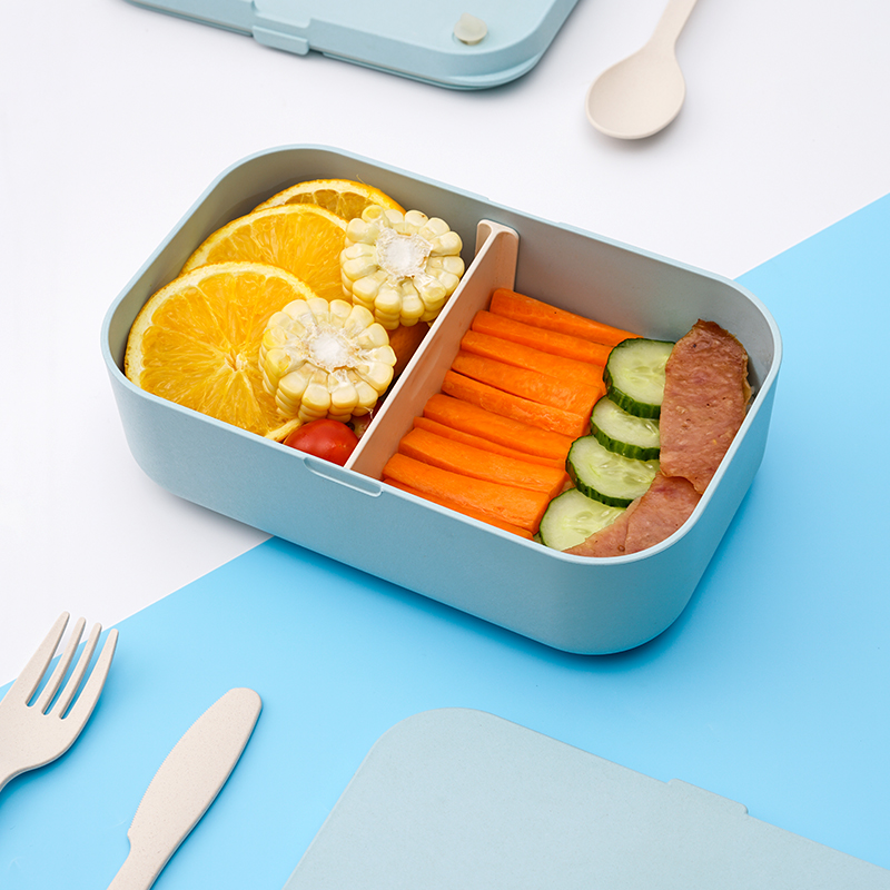 Eco-Friendly Bamboo Fiber Lunch Box with Cutlery