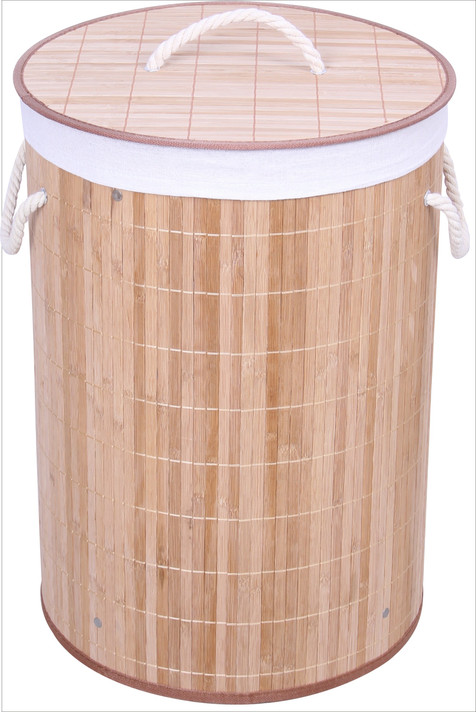 Round Bamboo Laundry Hamper with Removable Liner