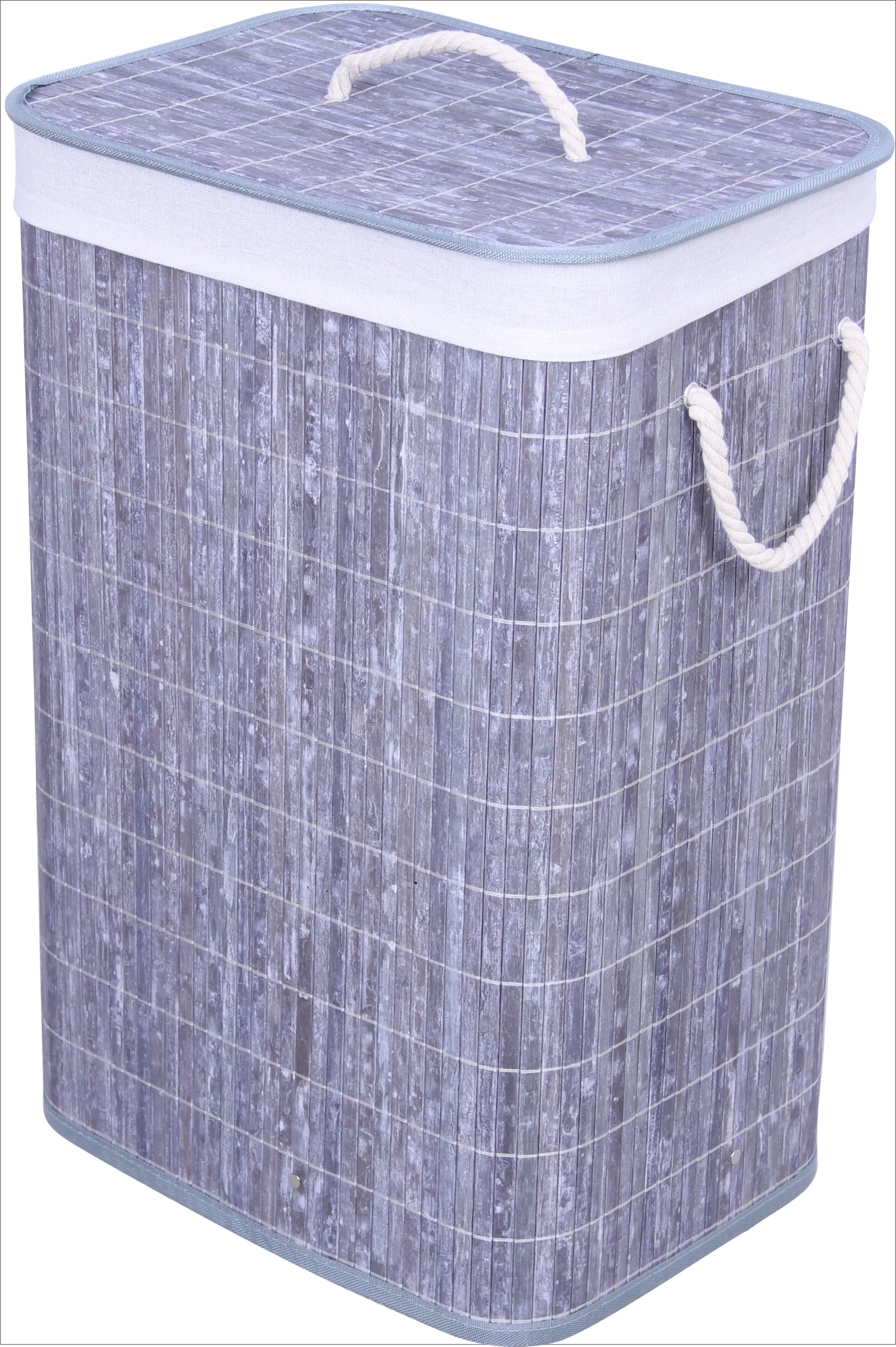 Rectangular Bamboo Laundry Hamper with Removable Liner